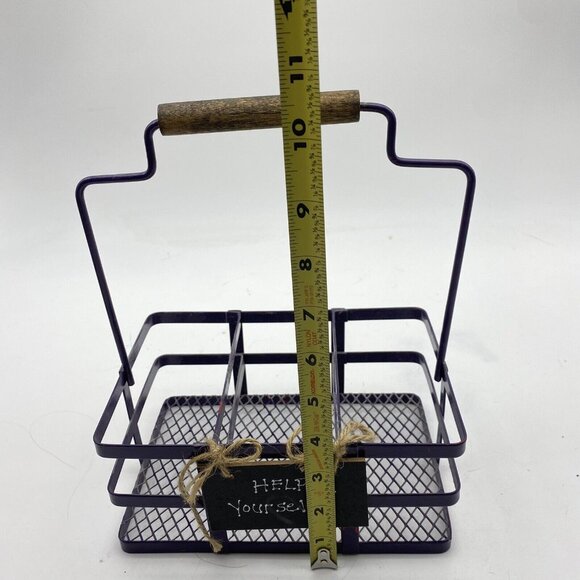 Metal Basket Utensil Condiments Holder Caddy 3 Compartment Purple Picnic Crafts‎ - Picture 5 of 9